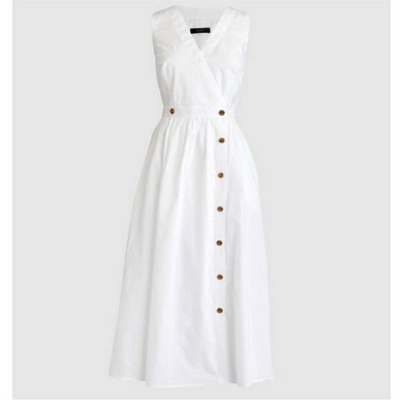 Women's J.Crew Sleeveless A-Line Poplin Dress White Size 8 - Picture 5 of 9